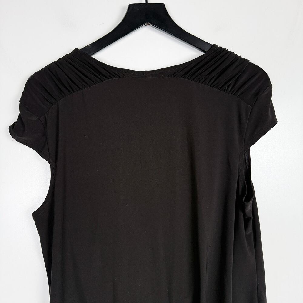 White House Black Market Cap Sleeve Draped Neckline Blouse Top - L - Picture 6 of 9